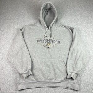 Vintage Purdue Hoodie Mens XL Gray Embroidered Pro Edge College Team Logo Y2K